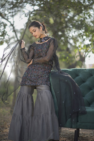 Shop Black Organza Sharara Set for Women Online from India's Luxury  Designers 2024